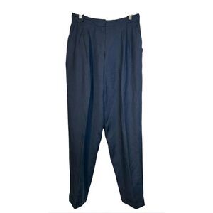 JH Collectibles Linen Blend Pleated Trousers Sz. 12 Cuffed Hem Lined Vtg
